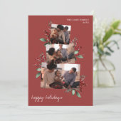 果実と緑の鮮やかな赤のフォトコラージュ シーズンカード (スタンド正面)