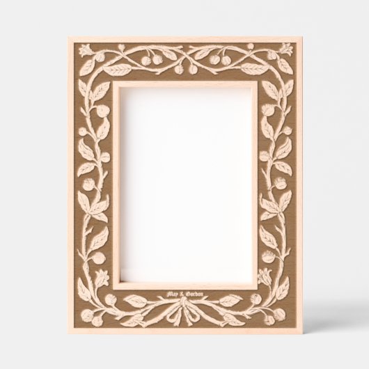 果実と花の枝縁ど レーザー彫刻フレーム (正面)