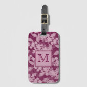 果実と花パープルフローラモノグラム ラゲッジタグ (正面縦)