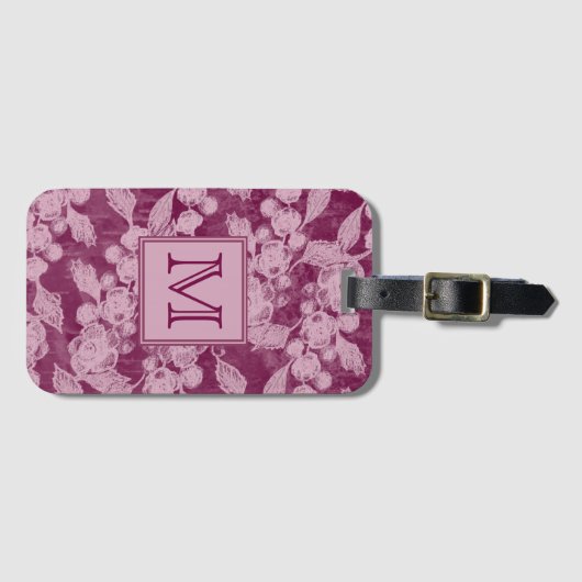 果実と花パープルフローラモノグラム ラゲッジタグ (正面横)