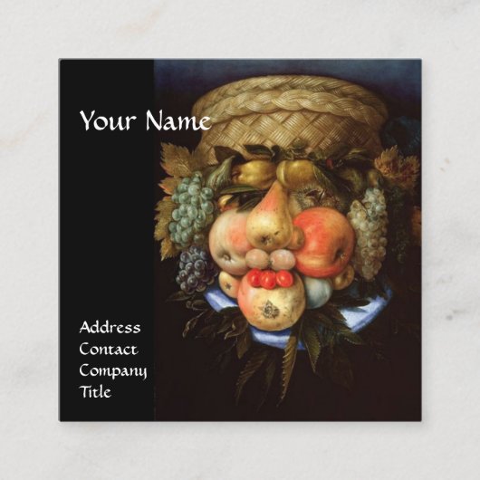 果実と葡萄のかご入りリバーシブルヘッド スクエア名刺 (正面)