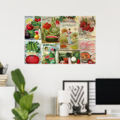 果実と野菜の種子カタログのコラージュ ポスター (ホームオフィス)