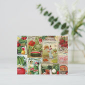果実と野菜の種子カタログのコラージュ ポストカード (スタンド正面)