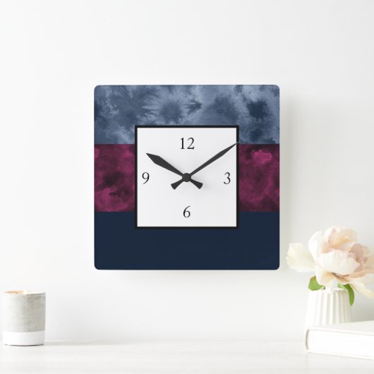 果実のインディゴのブロックは縞で飾ります スクエア壁時計 (ホーム)