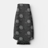 果実のシームレスなパターン黒と白の熱帯 ボトルクーラー (正面)