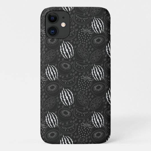 果実のシームレスなパターン黒と白の熱帯 Case-Mate iPhoneケース (裏面)