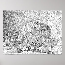 果実のバスケット抽象芸術大人の着色ページ ポスター