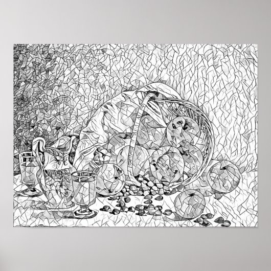 果実のバスケット抽象芸術大人の着色ページ ポスター (正面)