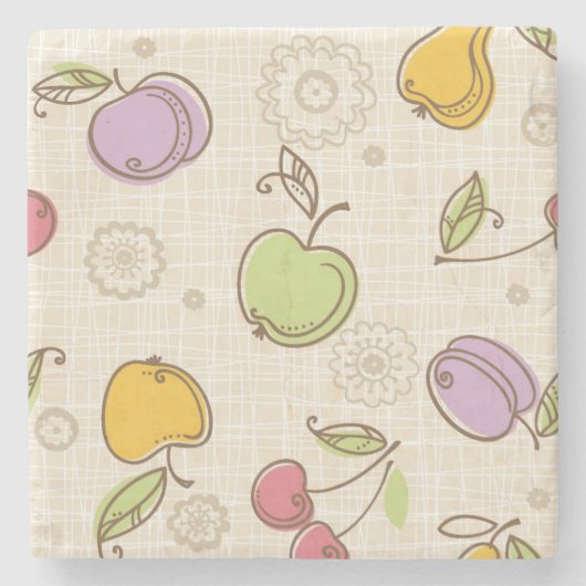 果実のパターン ストーンコースター (正面)