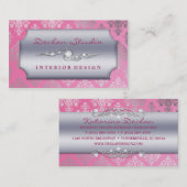 果実のピンクの熱血なダマスク織のファッションかインテリア・デザイン 名刺 (正面/裏面)