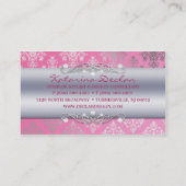 果実のピンクの熱血なダマスク織のファッションかインテリア・デザイン 名刺 (裏面)