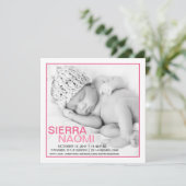 果実のピンクの甘美な夢の写真の誕生の発表 案内状 (スタンド正面)