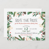 果実のメリークリスマスの休日のパーティの保存日付 案内ポストカード (正面/裏面)