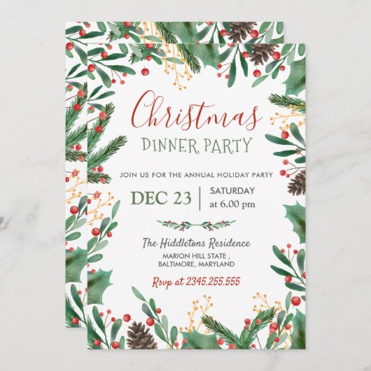 果実のメリークリスマス|の冬休みのパーティー 招待状 (正面/裏面)