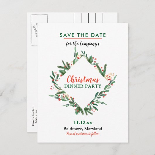 果実のメリークリスマス|の冬休みのパーティー 案内ポストカード (正面/裏面)