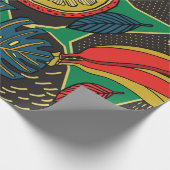 果実の付いたドードルスタイルの熱帯花柄 ラッピングペーパー (角)