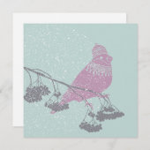 果実の冬の鳥は、ランタン-クリスマス分岐します シーズンカード (正面/裏面)