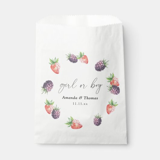 果実の性別が明らかになる。女の子または男の子 フェイバーバッグ (正面)