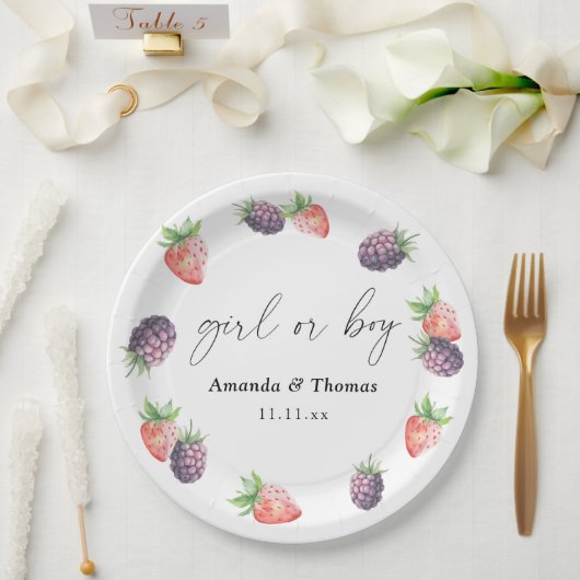 果実の性別が明らかになる。女の子または男の子 ペーパープレート (ウェディング)