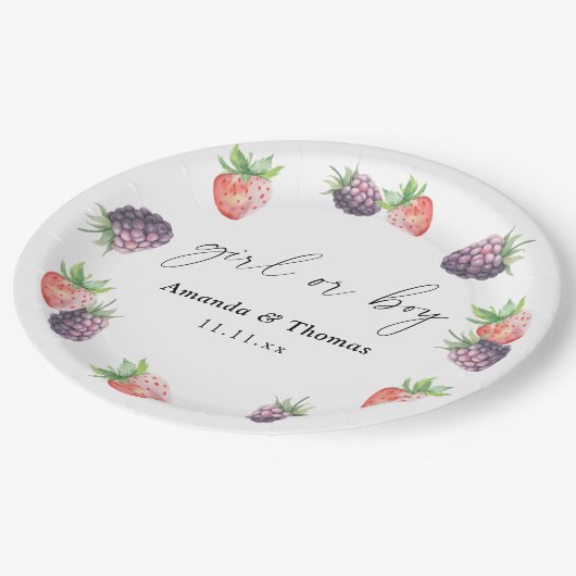 果実の性別が明らかになる。女の子または男の子 ペーパープレート (アングル)