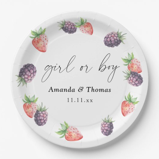 果実の性別が明らかになる。女の子または男の子 ペーパープレート (正面)