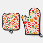 果実の模様の混合物買今 鍋つかみ&鍋敷きセット (正面)