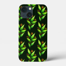 果実の水彩模様を持つ緑の植物 iPhone 13 MINIケース