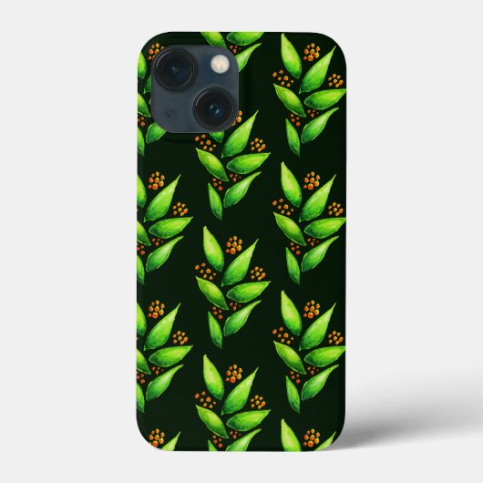 果実の水彩模様を持つ緑の植物 Case-Mate iPhoneケース (裏面)