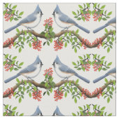 果実の生地を持つエボシガラの鳥 ファブリック (クローズアップ)