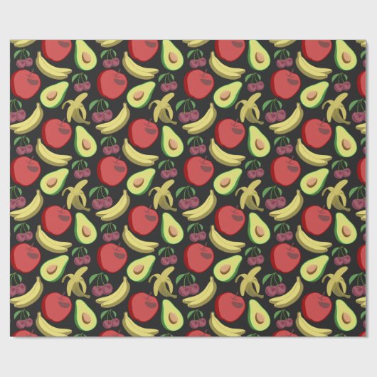 果実の継ぎ目のないパターン |カラフル熱帯果実 ラッピングペーパー (フラット)