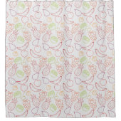 果実の継ぎ目のないパターン |果実表面パターン12 シャワーカーテン (正面)