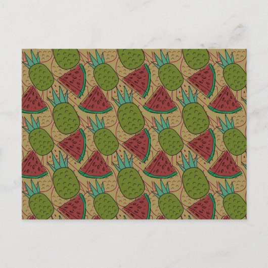 果実の継ぎ目のないパターン |果実表面パターン17 ポストカード (正面)