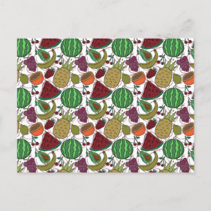 果実の継ぎ目のないパターン 果実表面パターン25 ポストカード