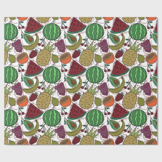 果実の継ぎ目のないパターン |果実表面パターン25 ラッピングペーパー (フラット)