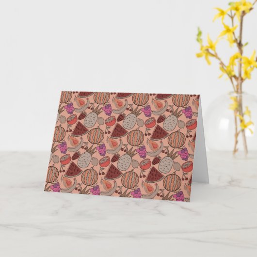 果実の継ぎ目のないパターン |果実表面パターン45 カード (黄色い花)