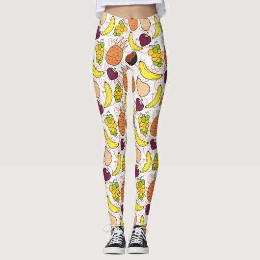 果実の継ぎ目のないパターン |果実表面パターン50 レギンス (正面)