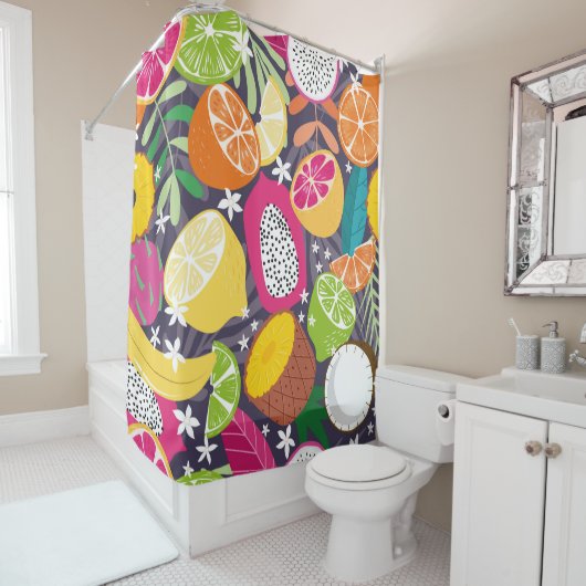 果実の継ぎ目のない模様、エキゾチックなトロピのコレクション シャワーカーテン (インサイチュ)