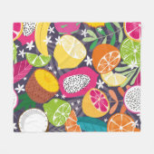 果実の継ぎ目のない模様、エキゾチックなトロピのコレクション フリースブランケット (正面(横))