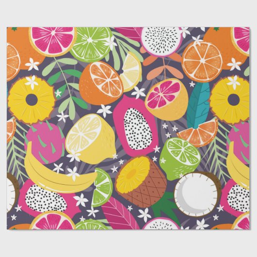 果実の継ぎ目のない模様、エキゾチックなトロピのコレクション ラッピングペーパー (フラット)