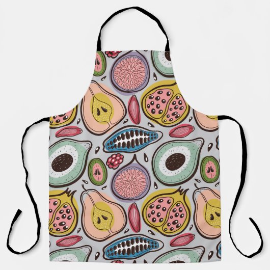 果実の継ぎ目のない模様 エプロン (正面)