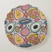 果実の継ぎ目のない模様 ラウンドクッション (裏面)