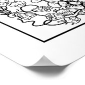 果実の花とつる植物の美しい着色ページ ポスター (角)