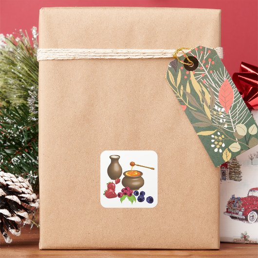 果実を使ったミルクとハチミ素朴ツ スクエアシール