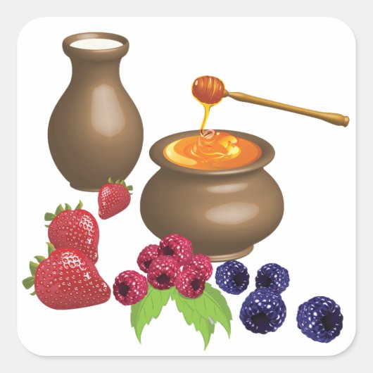 果実を使ったミルクとハチミ素朴ツ スクエアシール (正面)