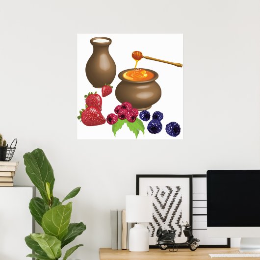 果実を使ったミルクとハチミ素朴ツ ポスター (ホームオフィス)