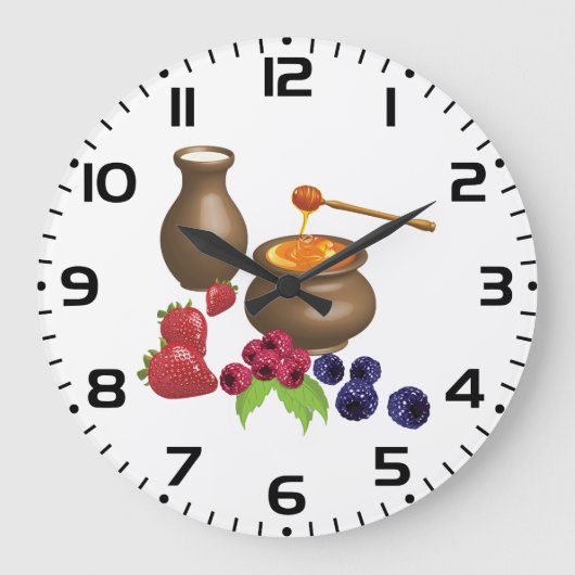 果実を使ったミルクとハチミ素朴ツ ラージ壁時計 (正面)