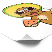 果実を保持する夏犬 |背景の色の選択 フォトプリント            (角)