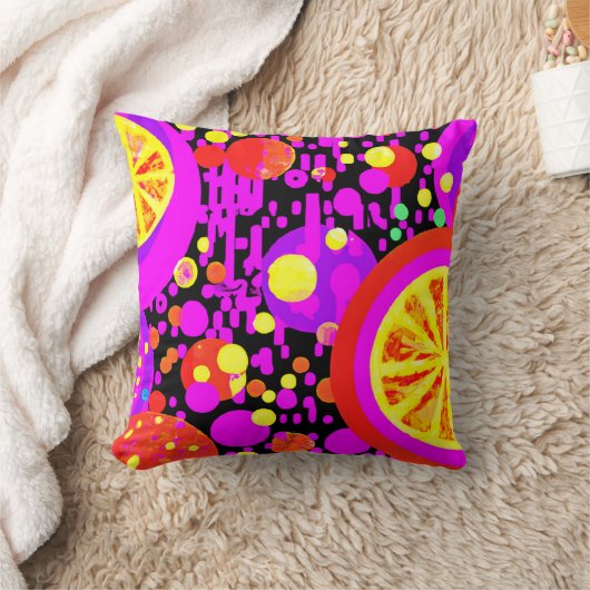 果実カラフル模様 クッション (ブランケット)