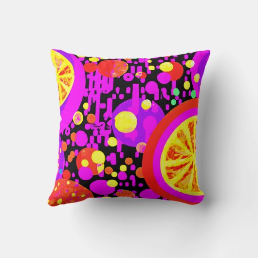 果実カラフル模様 クッション (裏面)