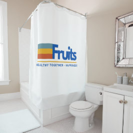 果実タイポグラフィ シャワーカーテン